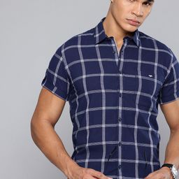 Mufti Pure Cotton Tartan Checks Roll-Up Sleeves Slim Fit Casual Shirt-picture-37