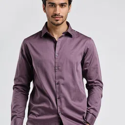 Crocodile Men Comfort Fit Solid Spread Collar Cotton Casual Shirt-picture-17