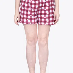 ariel Women Checked Mid-Rise Pure Cotton Lounge Shorts-image-29