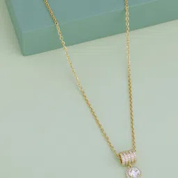 Kushal's Fashion Jewellery Gold-Plated Zircon Stone Studded Pendant With Chain-picture-20