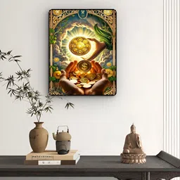 Livin'luxe Gold-Toned & Green Coin Flow Money Blessing Wall Art image 4