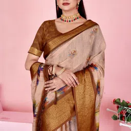 GOHILL ENTERPRISE Floral Pure Linen Saree image 3