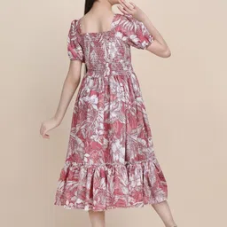 Moda Rapido Floral Print Puff Sleeve Crepe Fit & Flare Midi Dress image 4