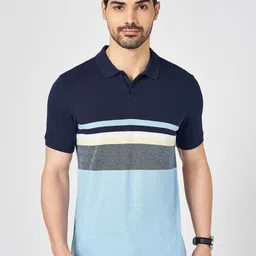 BYFORD by Pantaloons Men Striped Polo Collar Cotton Slim Fit T-shirt-picture-38