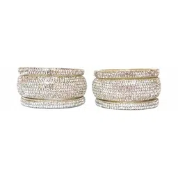 Qufrozy Set Of 2 Multi Glass Artificial Stones & Beads Bangle image 3