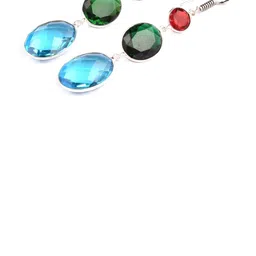 AAR Jewels Rhodium-Plated Citrine Studded Oval Shaped Drop Earrings-picture-10