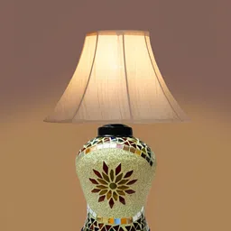 Devansh Off White Glass Traditional Abstract Shaped Table Lamp image 4