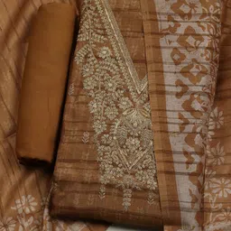 Meena Bazaar Floral Embroidered Sequinned Chanderi Silk Unstitched Dress Material-picture-38