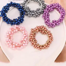 ZAYA Handmade Jewelry Unisex Set of 7 Embellished Ponytail Holders-image-21