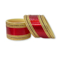 priya kangan Traditional Plastic Chuda Bangles Set, Magenta and Gold, Wedding Wear Bridal Collection-picture-33