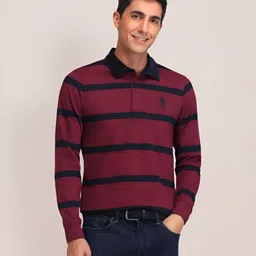 U.S. Polo Assn. Men Striped Polo Collar Pockets Slim Fit T-shirt-picture-43