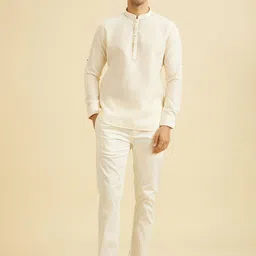 Manyavar Woven Design Mandarin Collar Straight Kurta-picture-32