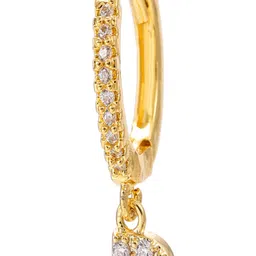 AQUASTREET 18K Gold-Plated Zircon Studded P Shaped Hoop Earrings image 2