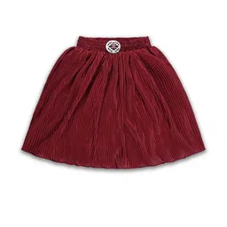 Girls Accordion Pleated Satin Flared Skirt-image-73