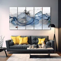 The Castle Decor Grey 5 Piece Wood Other Wall Paintings-image-34