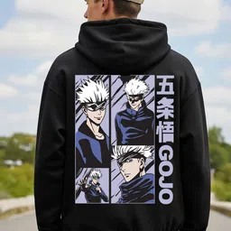 Manlino Men Gojo Satoru Anime Printed Hooded Neck Full Sleeve Hoodie-picture-27