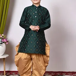 BAESD Boys Embroidered Regular Sequinned Dupion Silk Kurta with Patiala-picture-19