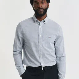 GANT Men Classic Fit Micro Checked Button-Down Collar Pure Cotton Casual Shirt-image-87