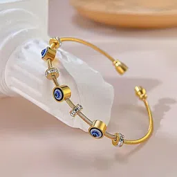 SHONA'S STYLE Gold-Plated Garnet Studded Evil Eye Anti Tarnish Bracelet-picture-54