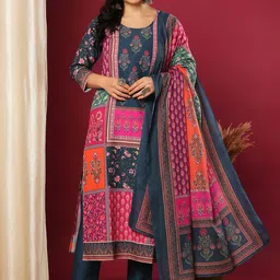 Anni Designer Floral Printed Round Neck Straight Kurta With Trousers & Dupatta-picture-21