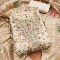 Panzora Floral Embroidered Sequinned Unstitched Dress Material-picture-11