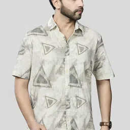 XKIND Comfort Geometric Printed Pure Cotton Casual Shirt-picture-14