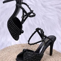 Ronnie Grey Embellished PU Party Stiletto Sandals-picture-11