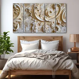 The Castle Decor Grey & Brown 5 Pieces Floral Wooden Wall Arts-picture-21