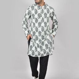 Anouk Rustic Men Paisley Printed Regular Pure Cotton Kurta with Trousers-picture-5