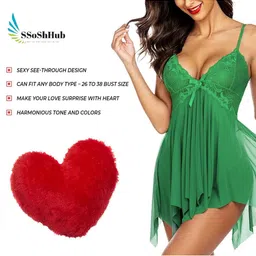 GuSo Shopee Women Green Net Baby Dolls image 2