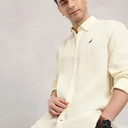 Nautica Men Slim Fit Button-Down Pure Linen Casual Shirt-picture-26