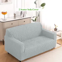 HOKIPO Grey 280 GSM 2 Seater Anti Slip Sofa Cover With Arms-picture-35