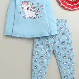 BUMZEE Girls Printed Round Neck Slip On Pyjama Night Suits-picture-55