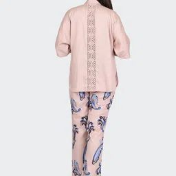 HUE & HIDE Decorative Lace Pure Cotton Shirt With Trousers Co-Ords image 3
