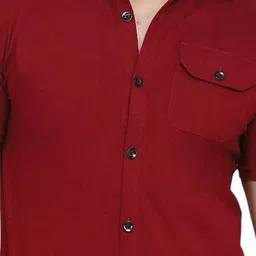 BEYOU FASHION Men Solid Spread Collar Cotton Casual Shirt image 3