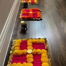 divyakosh Rangoli Mats, Swastik for Home, Corridor, Hall Decoration Cotton 6 - Cup Tealight Holder Set image 1