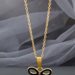SZN Gold-Plated Bow Shaped Enamelled Pendant With Chain image 3