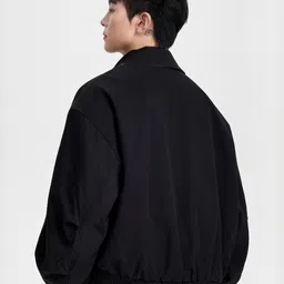 HERE&NOW Men Spread Collar Solid Bomber Jacket image 5