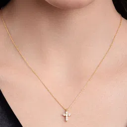 MALENA Gold-Plated Artificial Stones Studded Quirky Pendant With Chain-picture-22