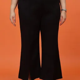 Toodle Plus Women Plus Size Flared High-Rise Cotton Trouser-image-42