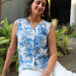 Snowdrip Print Linen Top-picture-13