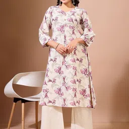 KALINI Floral Printed Pure Cotton A-Line Kurta With Palazzos-picture-22