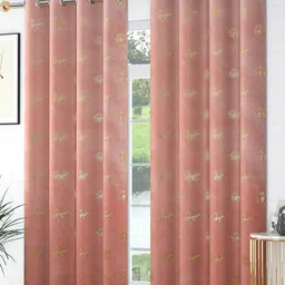 Galaxy Home Decor Pink & Gold-Toned 2 Pieces Floral Room Darkening Window Curtains-image-86