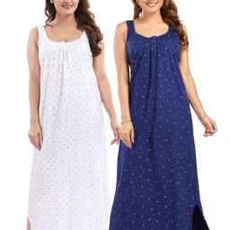 Inner Beats Women Pack Of 2 Multicoloured Cotton Blend Nightdress-picture-11