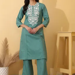 Odd By Poshaak Women Embroidered Regular Thread Work Kurti with Palazzos-picture-21