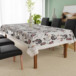 Kuber Industries Black & Grey Ethnic Motifs Printed Waterproof 8-Seater Table Cover-image-34