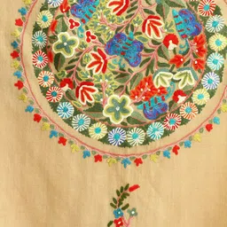Exotic India Ari Kashmiri Chakra Stole with Floral Hand-Embroidery and Butterflies image 2