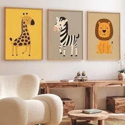 Kotart Brown & Yellow 3 Pieces Wooden Abstract Wall Arts image 4