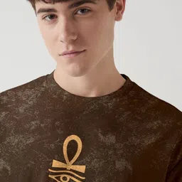 Crazymonk Men Graphic Printed Round Neck Cotton Oversized T-shirt-image-7