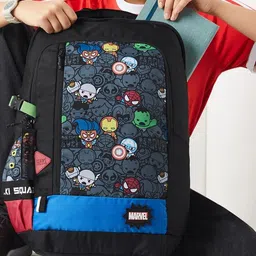 wildcraft Wiki Squad 1 Marvel 4 Compartment School Backpack Kawai Black (13002) image 2